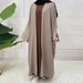 Muslim Dress Women Elegant Two-Tone Knit Muslim Dress – Turkish Dubai Style Long Sleeve Abaya_ecoleips.com