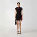 Women's Traditional Chinese Style Dress Stand Collar Button Detail Cheongsam Black Red Color Block Short Spicy New Summer Fashion_ecoleips.com