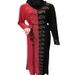 Two-tone Splicing, Simple Elegant, Waist-cinching, Stylish Women's Dress Rhinestones, Long Robe With Belt, Fashionable_ecoleips.com