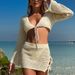 Sexy Strappy Bikini Set – Halter Neck & High-Waist Skirt (S/M/L, White/Black/Beige)"_ecoleips.com