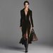 Elegant Winter Women's Korean Velvet Dress With Lapel Collar, Front Slit & Zipper - A-Line Midi Dress For Fall & Winter_ecoleips.com