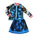 Women's Clothing Geometric Print Lapel Shirt Two Piece Suit Elastic Waist Pleated Skirt Suit_ecoleips.com