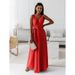 2025 Summer New Fashion Women's Dress Tie-neck V-neck Long Evening Gown Dress For Women Party Gala_ecoleips.com
