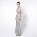 Women's clothing banquet style elegant long halterneck sequined socialite cool aura queen fishtail evening dress_ecoleips.com