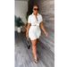 Women's Clothing New Urban Style Shirt Short Sleeve Shorts Solid Color Two-piece Set_ecoleips.com