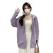 Purple Cardigan Jacket For Women, High-end New Spring And Autumn Top, American Retro Hooded Zip-up Trendy Sweatshirt_ecoleips.com