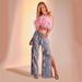 Women's Clothing Washed Distressed Wide Leg Pants Plush Diamond Chain Decorated Slit Straight Jeans Women_ecoleips.com