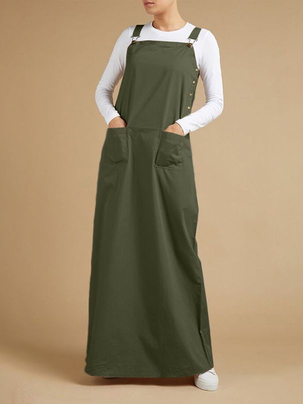 ZANZEA 2023 Womens Summer Sundress Elegant Overalls Dress Solid Suspenders Vestidos Female Square Neck Buckle Robe Femme_ecoleips.com