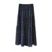Black Floral Print Midi Skirt for Women Korean Style High Waisted Slimming A-Line Hip Covering Elegant Versatile Summer 2026_ecoleips.com