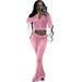 F171 European And American Women's Clothing Two-Piece Korean Velvet Solid Color Long Sleeve Sexy Crop Top Casual_ecoleips.com