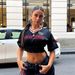 Women's European American Street Style Cropped T-Shirt Quick Drying Breathable Mesh Top Ruffled Trim Printed Letter Sports Short Sleeve_ecoleips.com