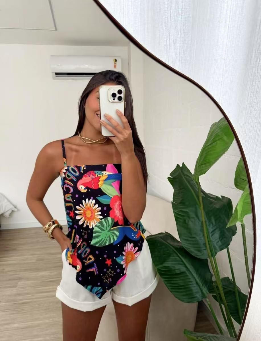 Women's Sexy Printed Camisole Top Summer Fashion European And American Style_ecoleips.com