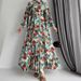 Muslim Women's Elegant Maxi Dress With Belt - Modest Long Sleeve Abstract Print Dress For Hijab Fashion, Office & Special Occasions_ecoleips.com