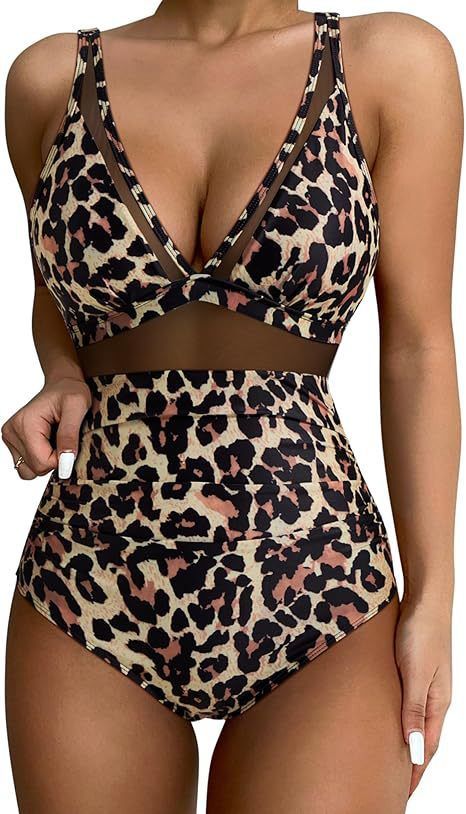 High Waisted One Piece Swimsuit For Women Sexy Tight Fitting Hollow Out Swimwear_ecoleips.com