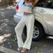 Women's Spring/Summer Knitted Two Piece Set Style Tie Up Striped Color Block Low Waisted Drawstring Casual Pants_ecoleips.com