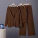 Women's Fashionable Knitted Three Piece Set Relaxed Style Sweater Vest Wide Leg Pants Autumn Winter Clothing Set_ecoleips.com