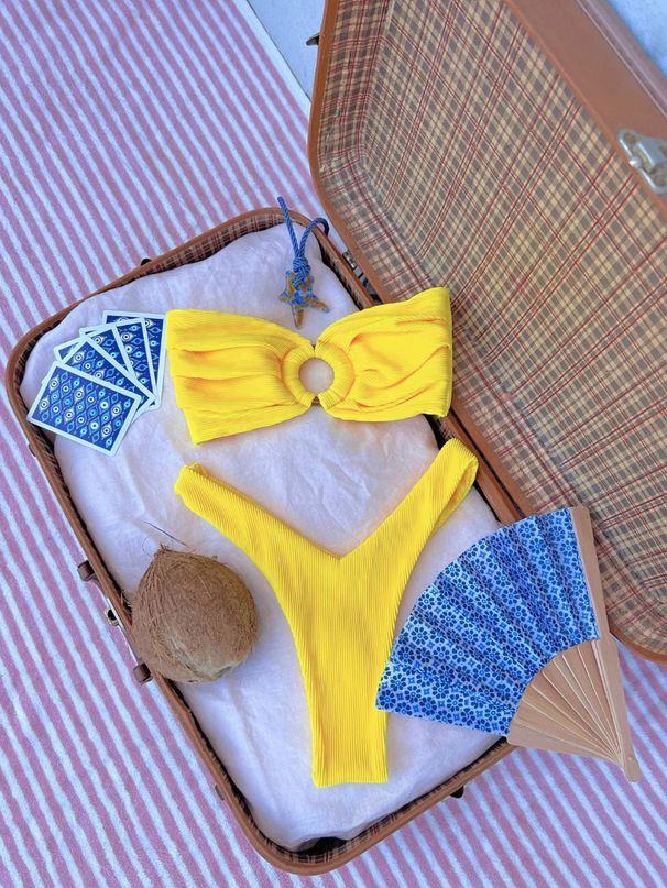 Women's Clothing Fashion Fresh Print Ring Soft Pack Tube Top Bikini Split Swimsuit_ecoleips.com