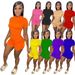 Women's Clothing Summer Two Piece Set Solid Color T-Shirt And Strap Shorts American Style_ecoleips.com