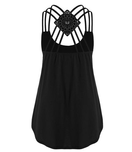 Women's Clothing Solid Color Sleeveless Cross Strap Vest Top_ecoleips.com