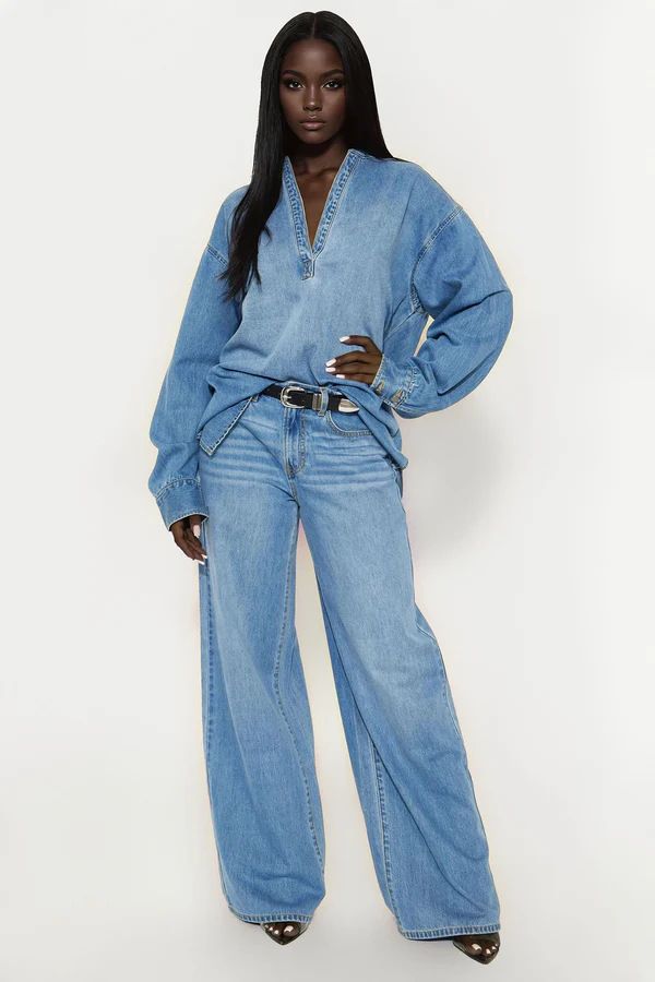 Women's Denim Pants Set Large Size Long Sleeve Top With Lapel American Style New Arrivals_ecoleips.com
