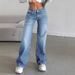 Women's High-Waisted Slimming Straight Leg Jeans Floor-Length Trousers Regular Fit Solid Color Fashion_ecoleips.com