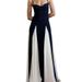 Women's French Color Block Halter Belted Flowy Maxi Dress – Elegant Evening Gown_ecoleips.com