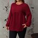 2025 Autumn/Winter New European And American Style Pleated Round Neck Solid Color Waffle Casual Fashion Long Sleeve Top_ecoleips.com