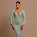 Women's Clothing Temperament Lady Long Sleeved Square Collar Dress Sexy Solid Color Elegant Banquet Evening Dress_ecoleips.com
