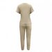 cross-border Foreign Trade Fashion Casual Women's Clothing Solid Color Round-neck Top And Multi-pocket Pants Set,_ecoleips.com
