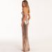Women's Clothing Sequined Backless Skirt Slim Back Lace Up Slit Irregular Long Dress For Women_ecoleips.com