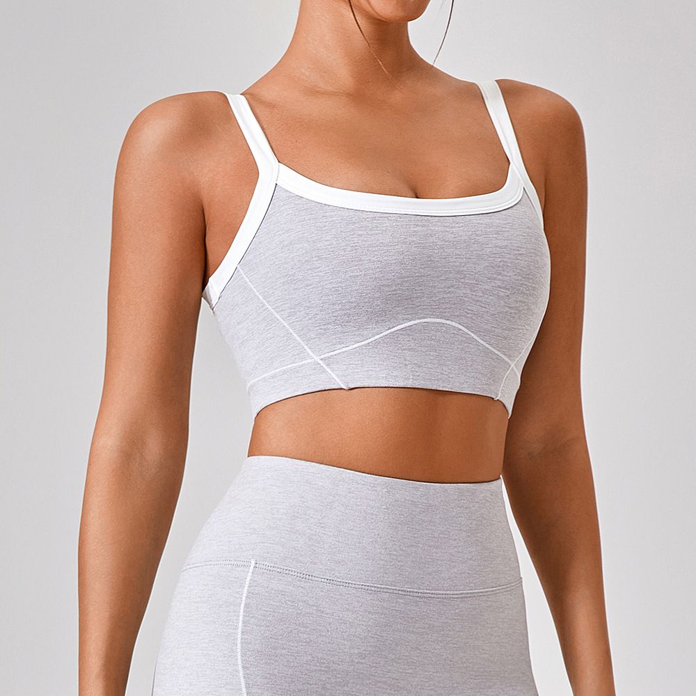 Women's Clothing White Edge Nude Outdoor Sports Underwear For Women With Shockproof High Strength Thin Shoulder Straps And Beautiful Back Yoga Vest_ecoleips.com