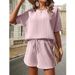 Women's Short Sleeved Bat Style Shirt And Fashion Shorts Two Piece Set European American Style 2024 New Arrival_ecoleips.com