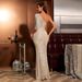 Champagne Sequin One-Shoulder Evening Gown – Glamorous Long Mermaid Dress With High Slit & Detachable Train For Gala & Parties (Sizes S-XL)_ecoleips.com