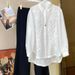 Neo Shirt With Inspired Embroidery – Minimalist Elegance Blouse (Modal Blend, Versatile White Top, Cultural Aesthetic)_ecoleips.com