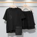 Women's Clothing American Style Loose Fit Short Sleeve T-Shirt Large Pockets Solid Color Patchwork Round Neck Slimming Top Summer_ecoleips.com