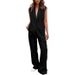 Women's Elegant Sleeveless Button Down Suit Loose Trouser Set Spring Autumn New Style_ecoleips.com