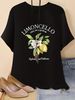 European And American Cross-border Foreign Trade Wholesale Clothing, Lemon Fruit Fresh Style Round Neck Plus Size_ecoleips.com