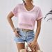 European And American Cross-border 2026 Summer Solid Color Fashion Loose Lace V-neck Batwing Short-sleeve T-shirt_ecoleips.com