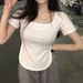 Summer New Arrival Women's Slimming Irregular T-Shirt Short Sleeve Sexy Top in Instagram Style_ecoleips.com
