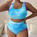 plus Size Sexy Swimsuit Color Block Tie Dye European American Export Style Bikini Set for Women Wire Free Chest Pad Included_ecoleips.com