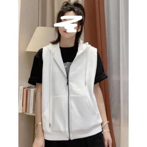 Women’s Clothing Spring And Autumn Thin Hooded Cardigan Vest Jacket Female Design Fat MM 20 300 Pounds Loose Sleeveless Vest Top_ecoleips.com