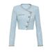Women's Short Jacket Light Luxury Sequined Rhinestone Button Round Neck Slanted Placket Inspired European American Style_ecoleips.com