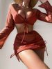 Verve Swimsuit Women Sexy Bikini Ladies Swimwear Solid Color Four-Piece Set_ecoleips.com