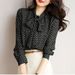 2024 Spring And Autumn New Women's Shirt, Green Polka Dot Shirt With Tie Collar, Long Sleeve Casual Cardigan, Thin Top_ecoleips.com