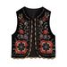Women's new autumn and winter embroidered velvet vest unlimited vest _ecoleips.com
