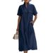 2026 Summer Short-Sleeved, Pocket-Placed Casual, Loose-Fitting, Solid Color Cotton-Linen Dress For Women_ecoleips.com