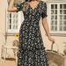2022 European And American Women's Fashion Summer New Sexy V-neck Bohemian Beach Printed Commuting Chiffon Dress_ecoleips.com