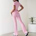 Voya Female Lead Hot Girl Explosive Casual Fashion Set Solid Color Versatile Short Sleeved Pants Two-piece Set_ecoleips.com