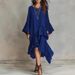 New Elegant Asymmetrical Ruffled Black Dress Style Women's Clothing Spring Summer_ecoleips.com
