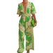Women's Clothing Printed Jumpsuit V Neck Short Sleeved_ecoleips.com
